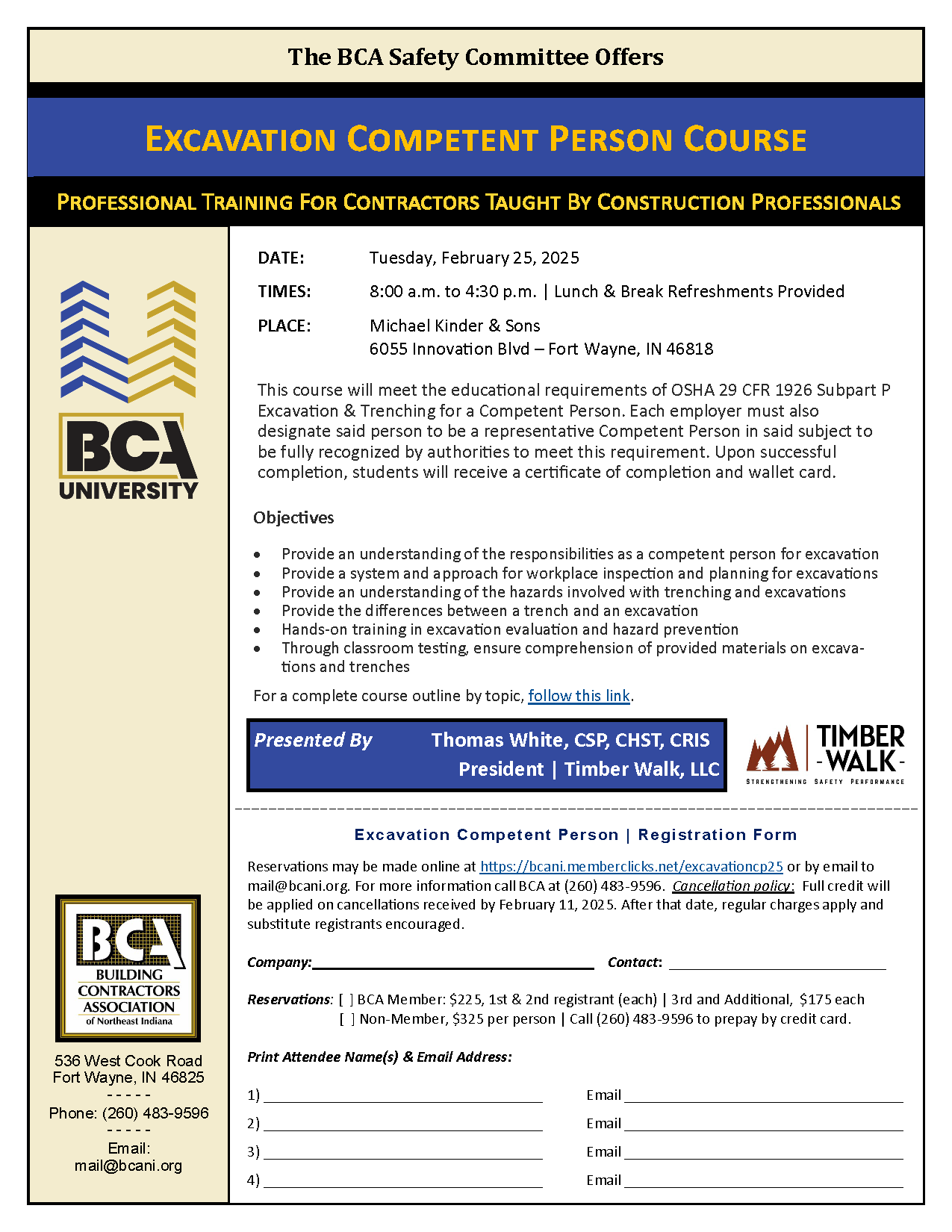 Excavation Competent Person Course 2-25-25